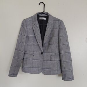 Tahari Women's Navy Blue Plaid Blazer Jacket Size 8